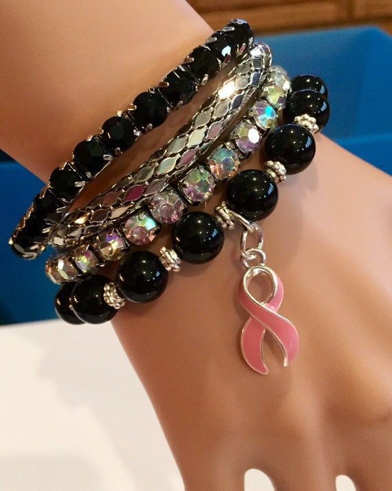 Breast Cancer Survivor Bracelet Pink Ribbon Awareness Gift