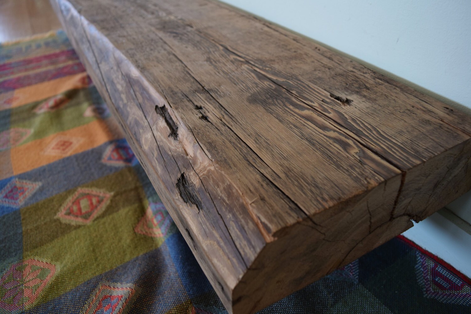 Recuperado granero viga madera chimenea repisa estante 44 x