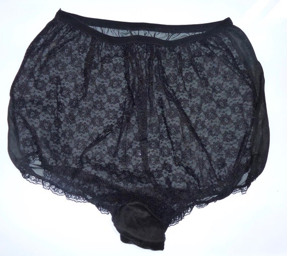 Black nylon and lace vintage St Michael 50's panties sissy