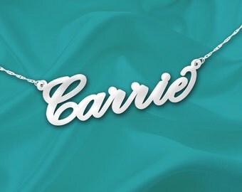 Name Necklace Carrie 925 Sterling Silver Handcrafted Personalized Name Necklace - Made in USA