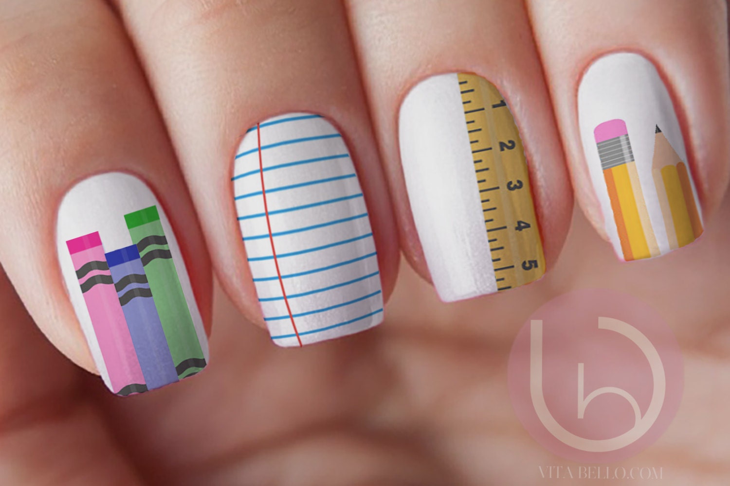 Back To School Nail Decal Nail Design Nails Press On Nail