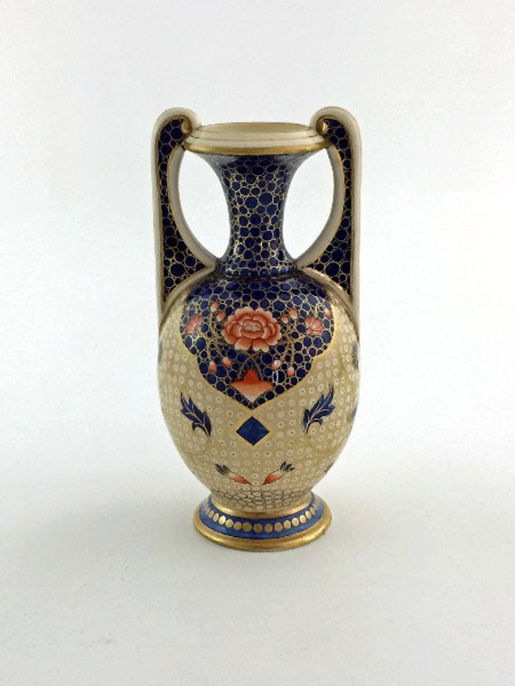 Items similar to Fine Ceramic Vase, Double Handle, Amphora Shape, Hand Painted Designs of