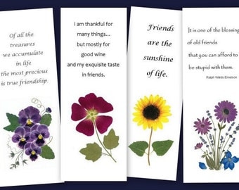 Set of 4 pressed flower bookmarks For readers and book