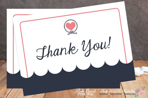 Nautical Thank You Cards - Printable Blank Thank You Card - Printable Nautical Thank You Card Il_570xn