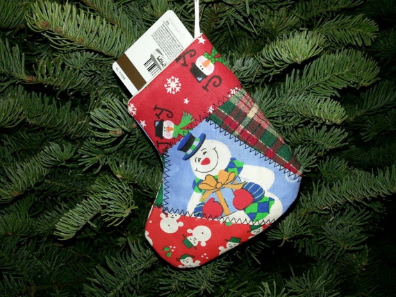 Handmade quilted stocking gift card holder tree ornaments. Set of 10