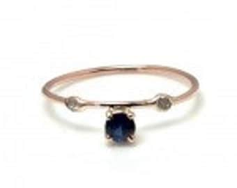 14K Gold and Diamond Over the Sapphire Ring