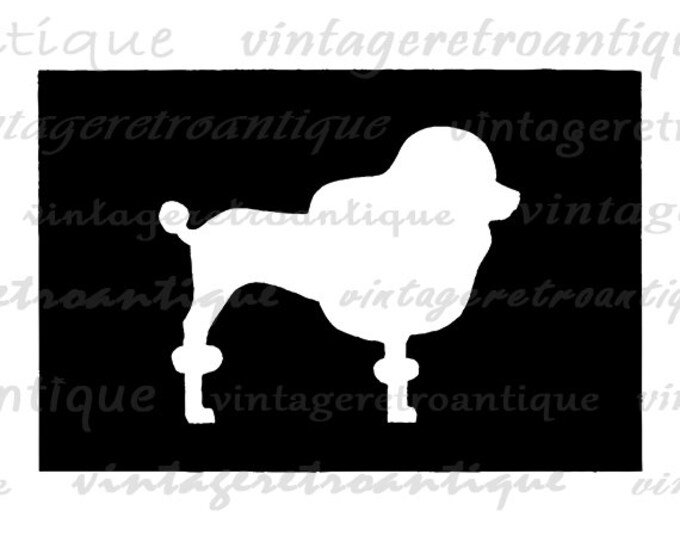 Digital Graphic Poodle Silhouette Dog Image Illustration Printable Download Vintage Clip Art for Transfers etc HQ 300dpi No.3378