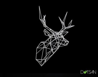 XL 3D Printed Stag Deer Polygon Trophy Head Facing Ahead