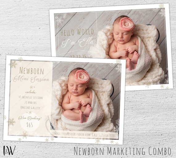Mini Session Template, Newborn Marketing Board, Baby Birth Announcement, Photographer Templates, Photoshop Template, Il_570xn