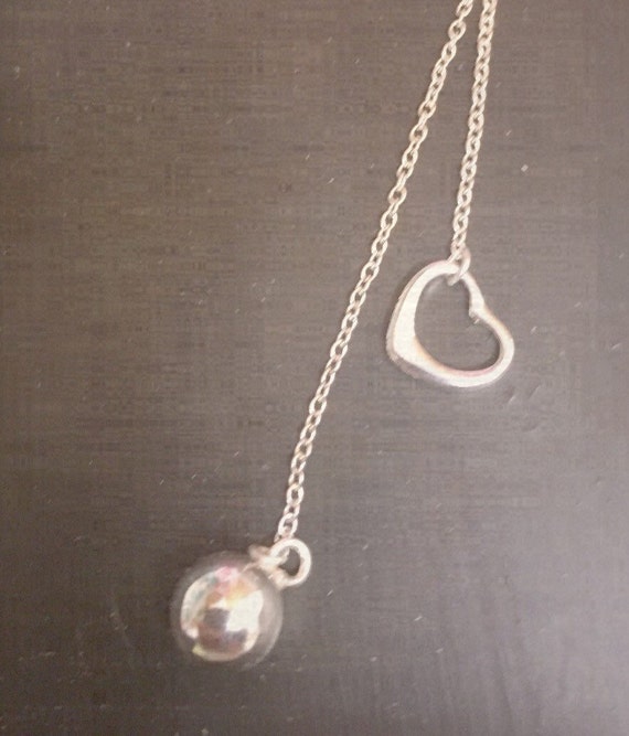 Open ended heart ball Necklace Sterling by SeasideWishes on Etsy