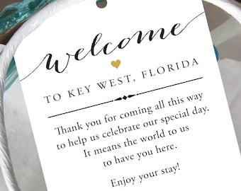 Set of 10 - Gift Tags for Wedding Hotel Welcome Bag - Destination Wedding Tags - Wedding Welcome Bag Tags - Thank You