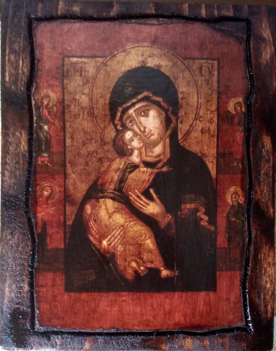 Vierge Marie icône orthodoxe Byzantine sur bois fait à la Vierge Marie icône orthodoxe Byzantine sur bois fait à la