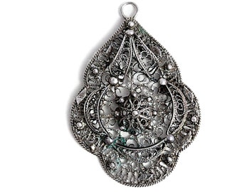 Antique Jewelry Pendant Art Deco Filigree Silver
