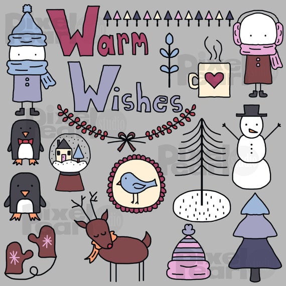 Hand Drawn Warm Wishes Winter PNG Clip Art Download Pack