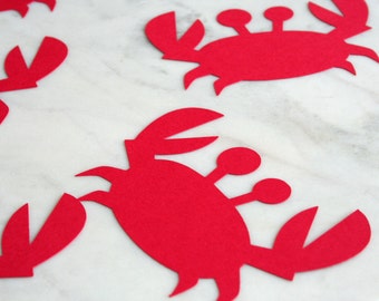 24 Crab Diecuts - Under The Sea Party Decorations - Beach Party - Red Crab Decorations - Nautical Theme Shower
