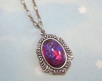 Sea Blue Fire Opal Pendant Necklace Jewelry by dfoxjewelrydesigns