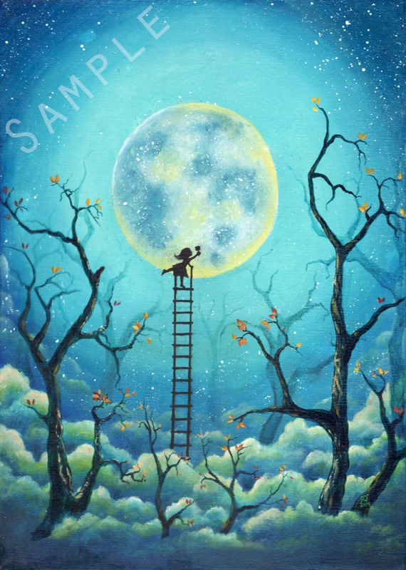 Download Items similar to GICLEE PRINT Whimsical Painting of Child ...