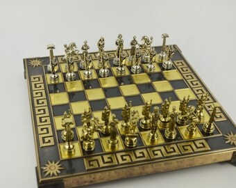 Godess Athena Chess Set (20X20cm) / Bronze chess board