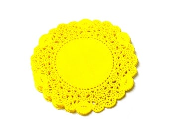 Doily Paper Round Doilies Doily Lace Cardmaking Decoration 3.5 inch Yellow