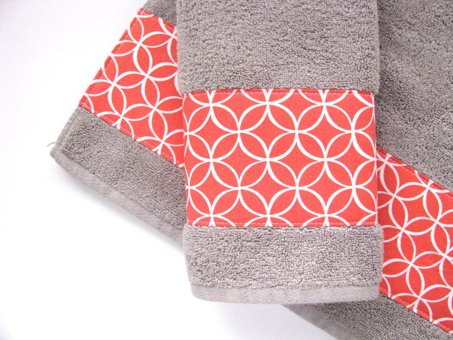Coral Grey Towels hand towels bath towels custom towels