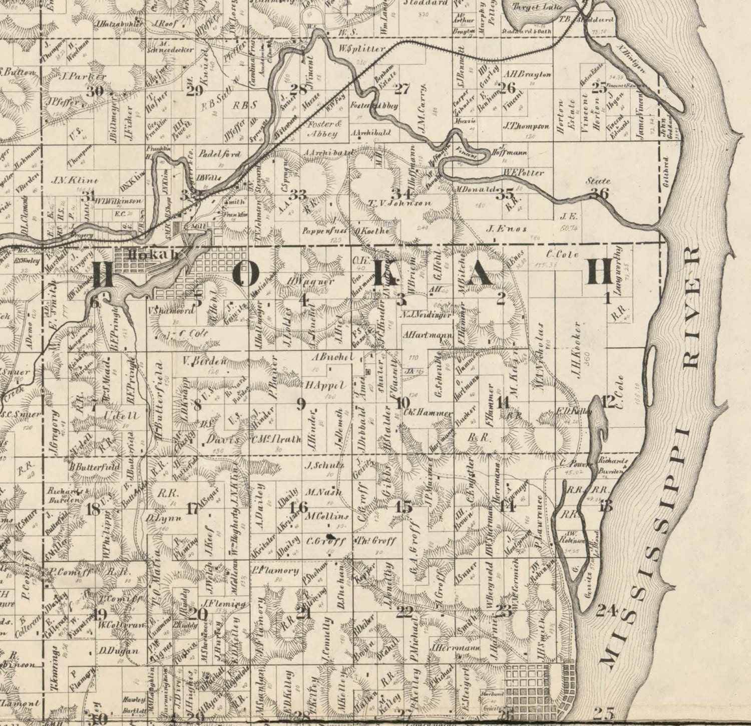 Houston County Minnesota 1871 Old Wall Map Reprint with
