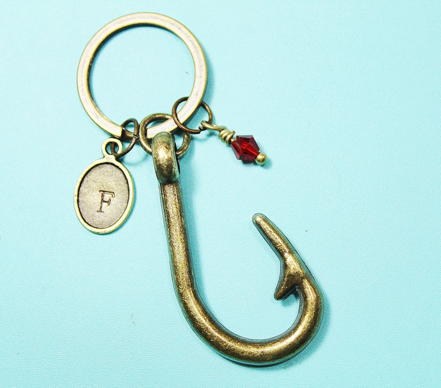 Nautical Keychain fish hook keychain engagement by MiniaturebyNan