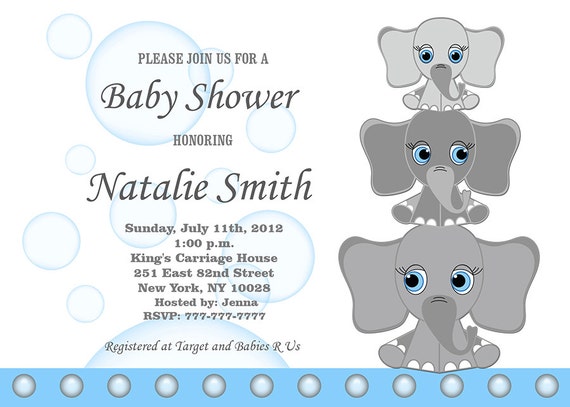 Boy Baby Shower Invitations Elephant Baby Shower Invitation Boy Baby 