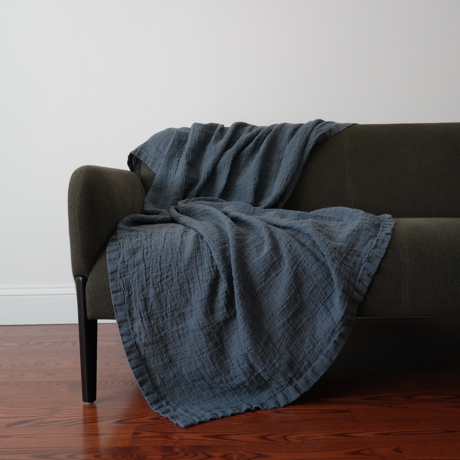 LINEN BLANKET. Rustic linen bed throw bedspread. RAW by