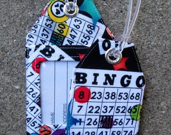 Bingo Cards Fabric Badge Protector Holder Luggage Rollerboard Bingo Bag Large Small Mini Favors Identification and Gift Tags