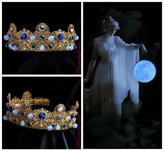 Moonstone Blue Crown Renaissance Tiara by Elviejewelrydreams