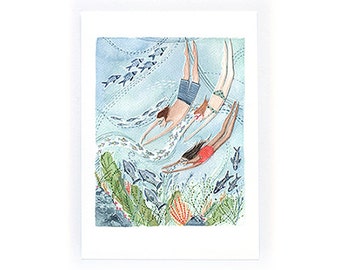 childrens watercolor illustrator tidal pools