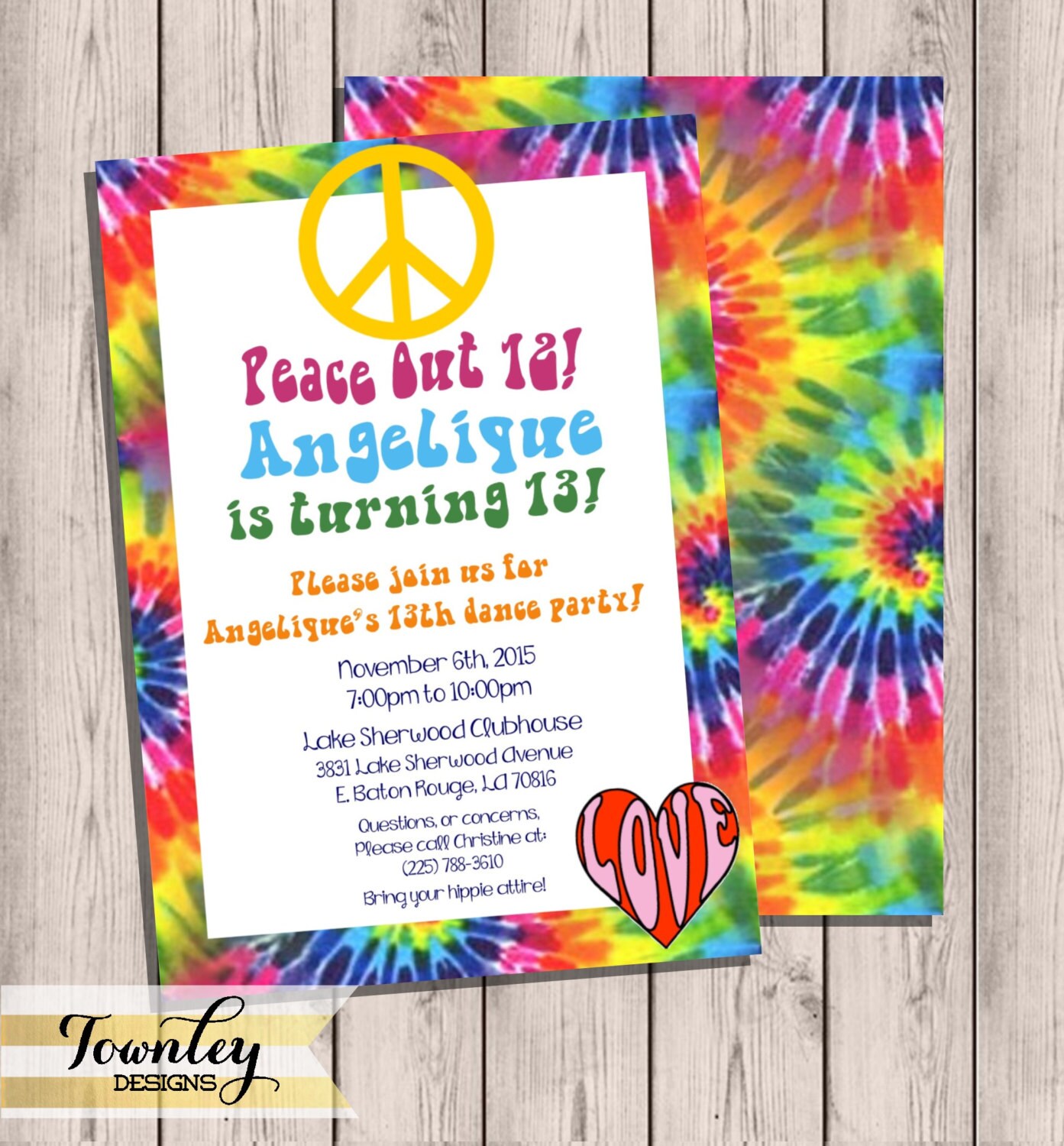 Tie Dye Birthday Party Invitation Wording 4