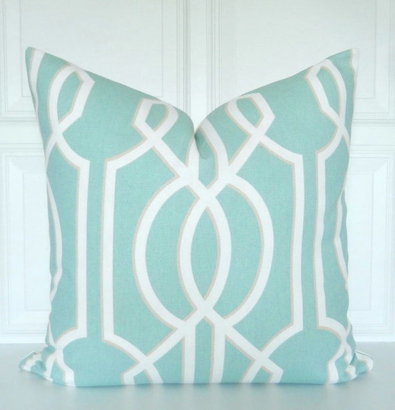 Seafoam Green Pillow Cover Decorative Pillow Lattice