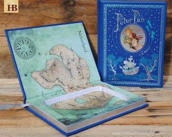 Hollow Book Safe - Peter Pan - Blue Leather Bound