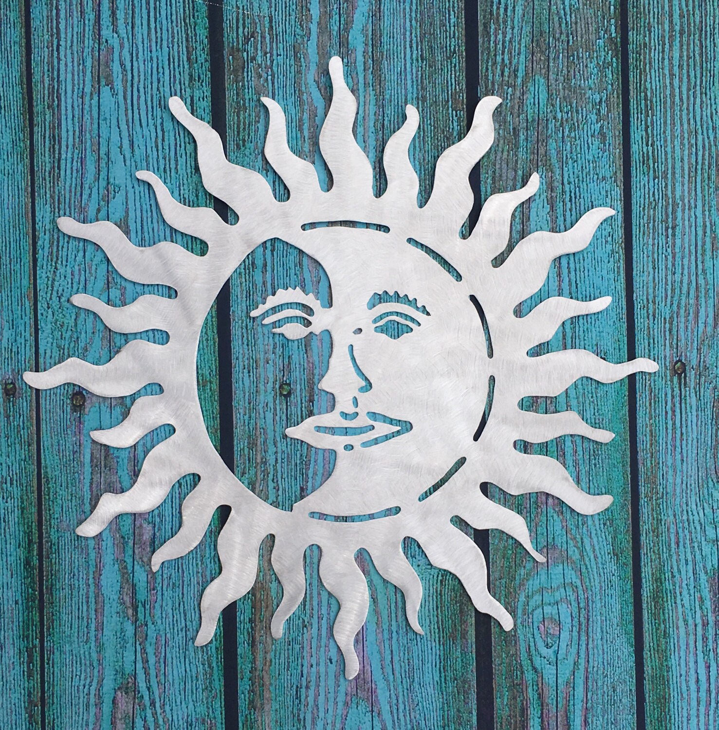 Metal Sun and Moon wall art indoor outdoor aluminum