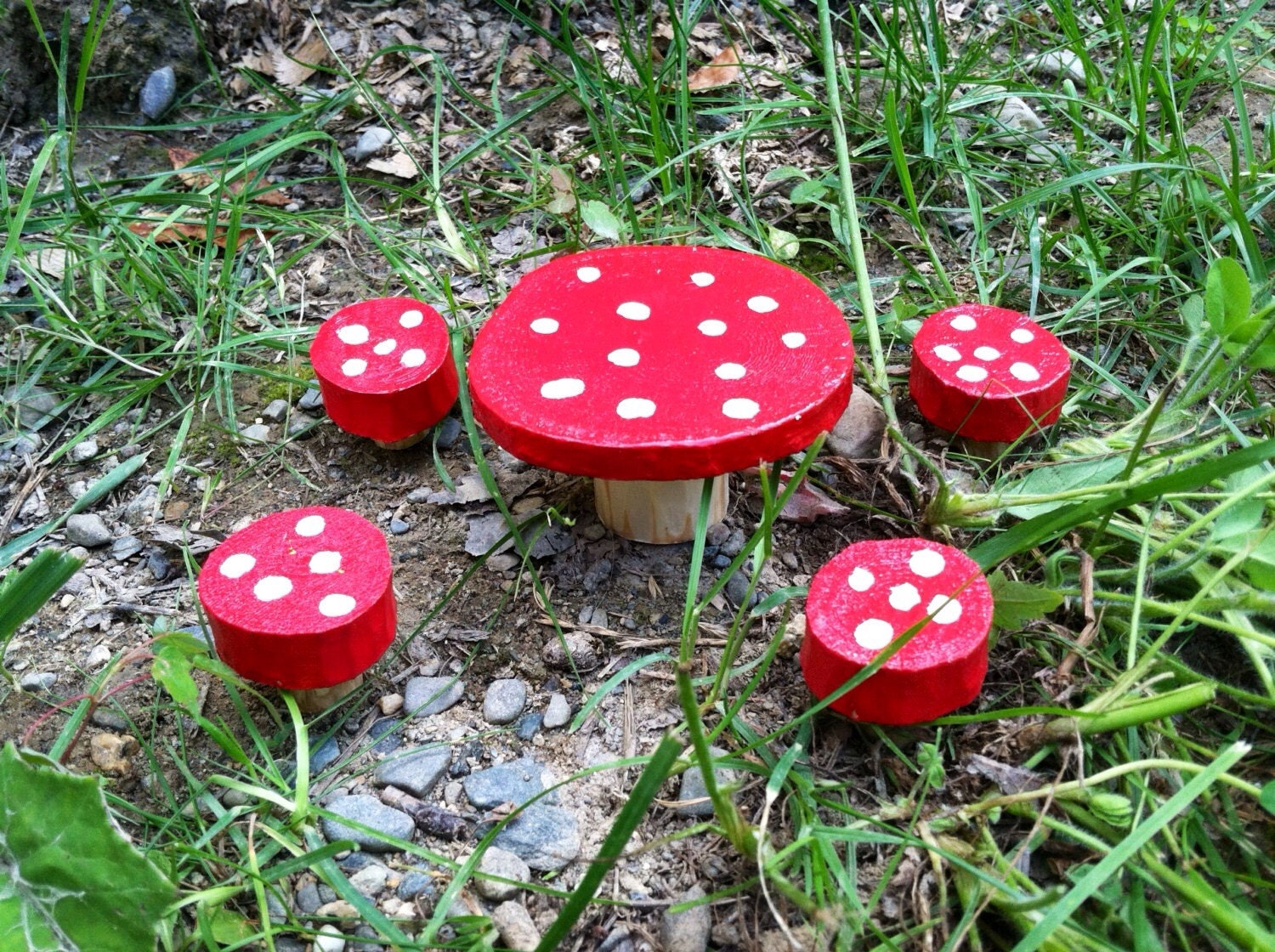 Fairy woodland mushroom table and stool set