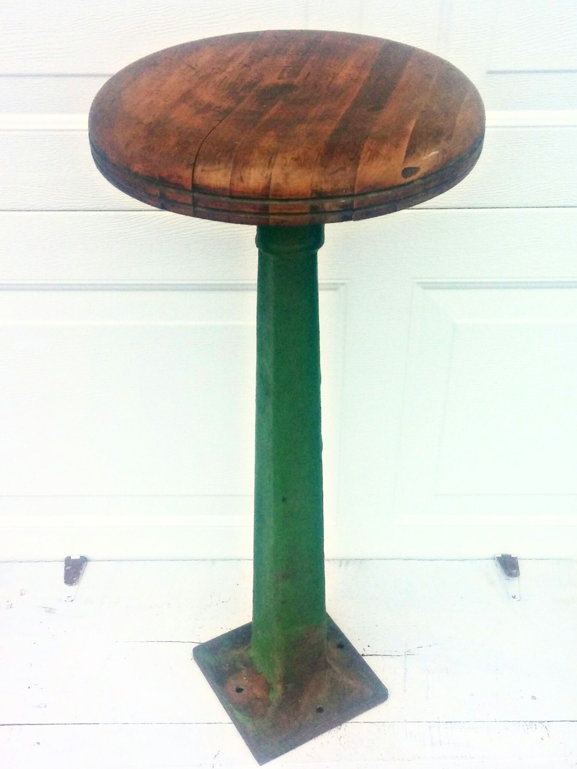 Vintage Cast Iron &Wood Soda Fountain Stool by VermontPicker802