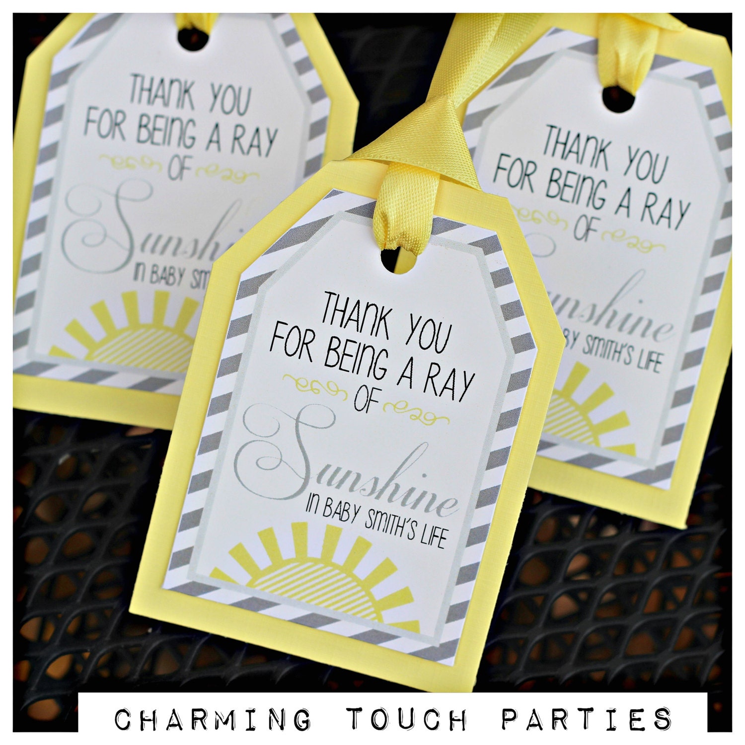 Sunshine baby shower favor tags \/ party decor \/ decorations by