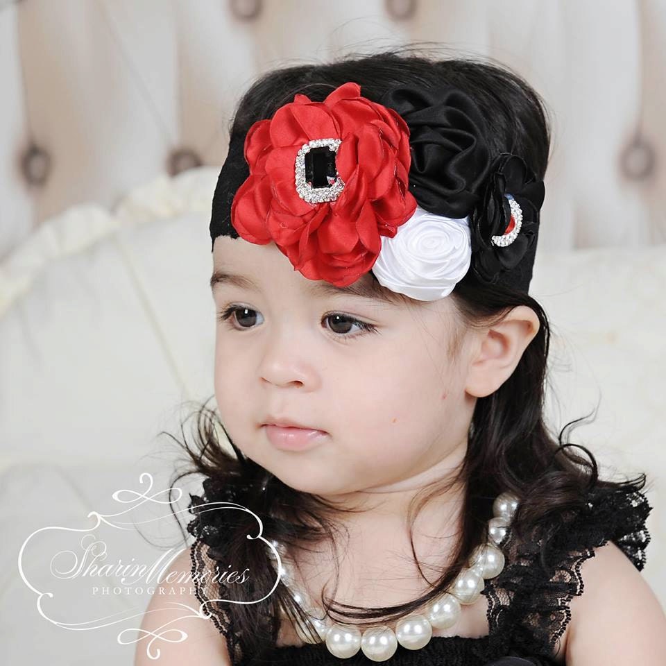 Red Black White Headband/Baby Headbands/Baby Headbands and