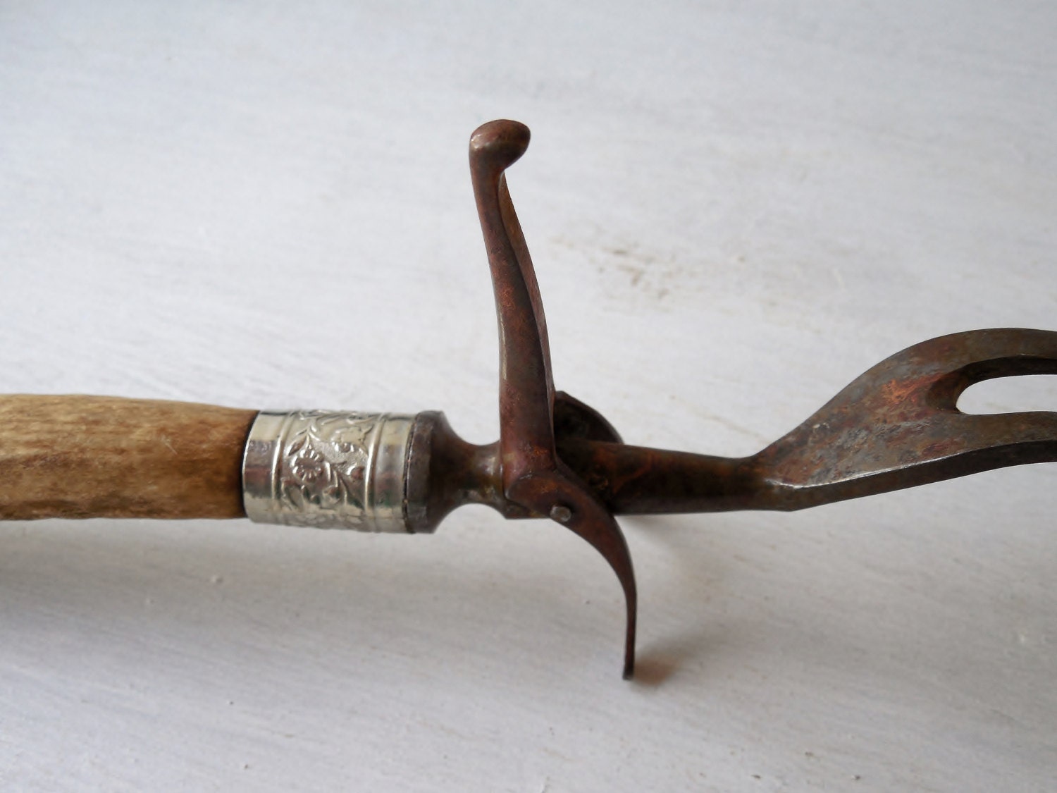 Antique Stag Horn Meat Carving Fork Natural Deer Antler