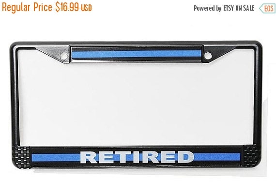 ON SALE Black License Plate Frame Thin Blue Line by RescueTees