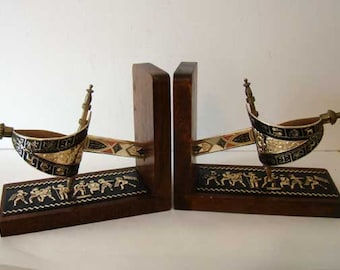 Sword bookends, Made in Japan, Sword bookends, vintage masculine bookends, wooden bookends