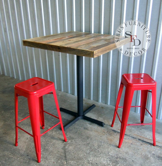 Reclaimed Wood Bar Table Pub Patio Cafe Dining by SibusFurniture