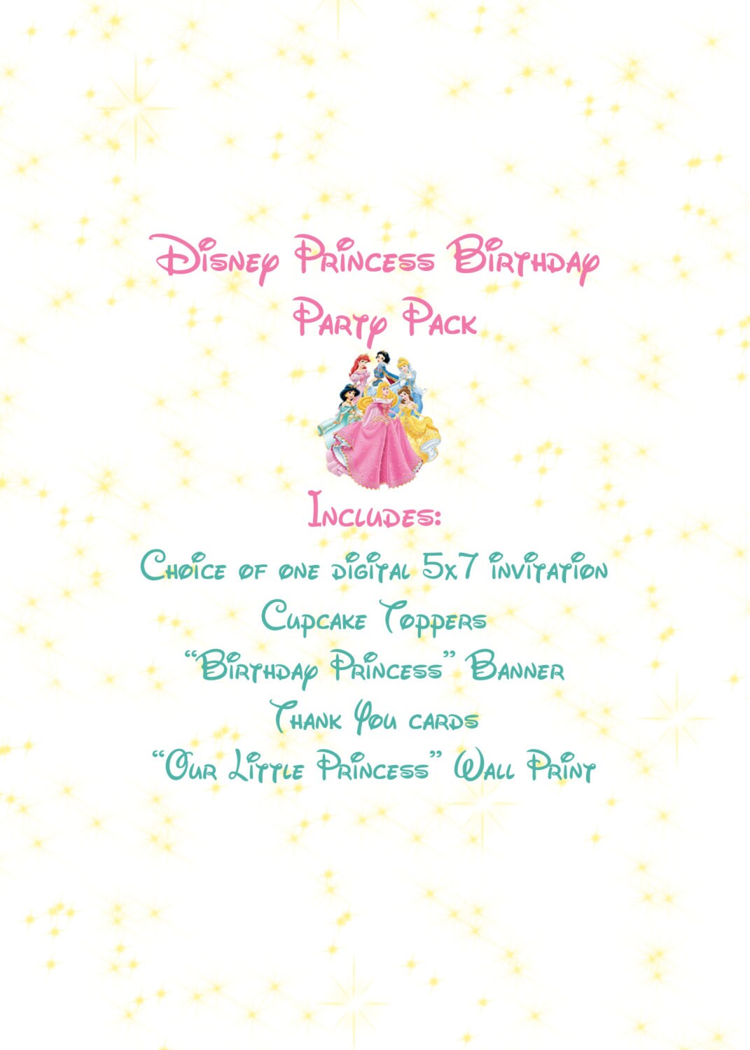 Printable Disney Princess birthday party pack chalkboard
