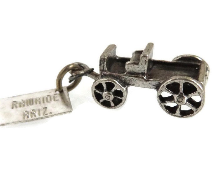 Sterling Silver Wagon Charm, Bell Sterling Charm, Vintage 3D Charm, Rawhide Arizona Pendant