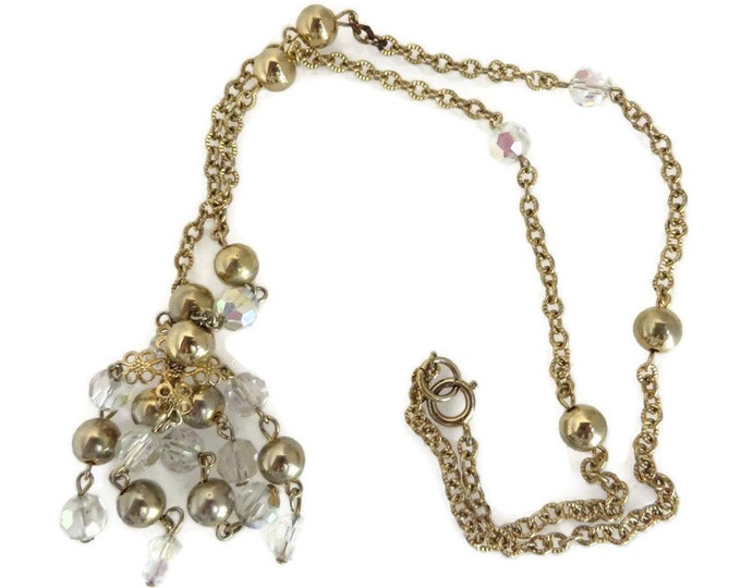 Vintage Crystal and Goldtone Chandelier Necklace