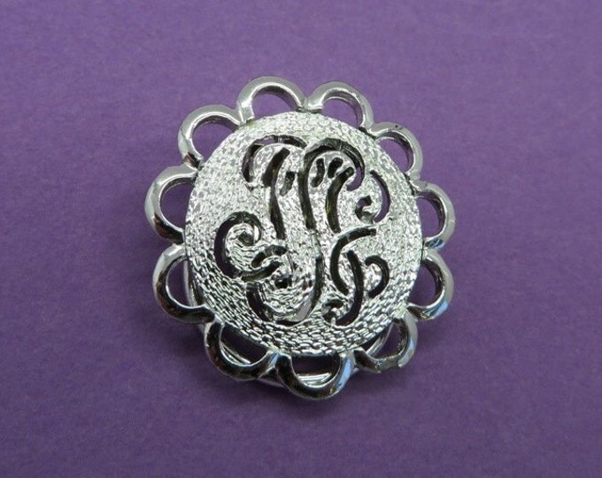 Silver Tone Scrolled Flower Scarf Clip, Vintage Accessory Clip, Dress Clip