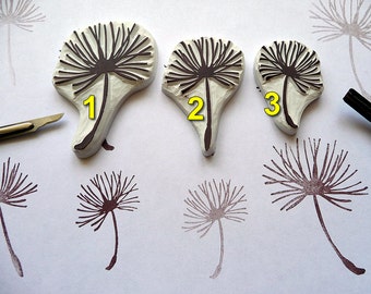 Dandelion Rubber Stamp, Craft Stamp, Dandelion Seed, Hand Carved Stamps, Scrapbooking