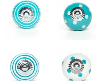 Drawer Knobs-Knobs-Cabinet Knobs-Dresser Knobs-Drawer Pulls-Ceramic Drawer Knobs-Turquoise