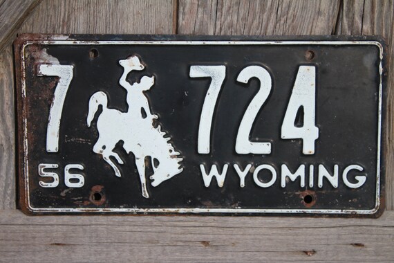 1956 Wyoming Cowboy License Plate from Torrington WY